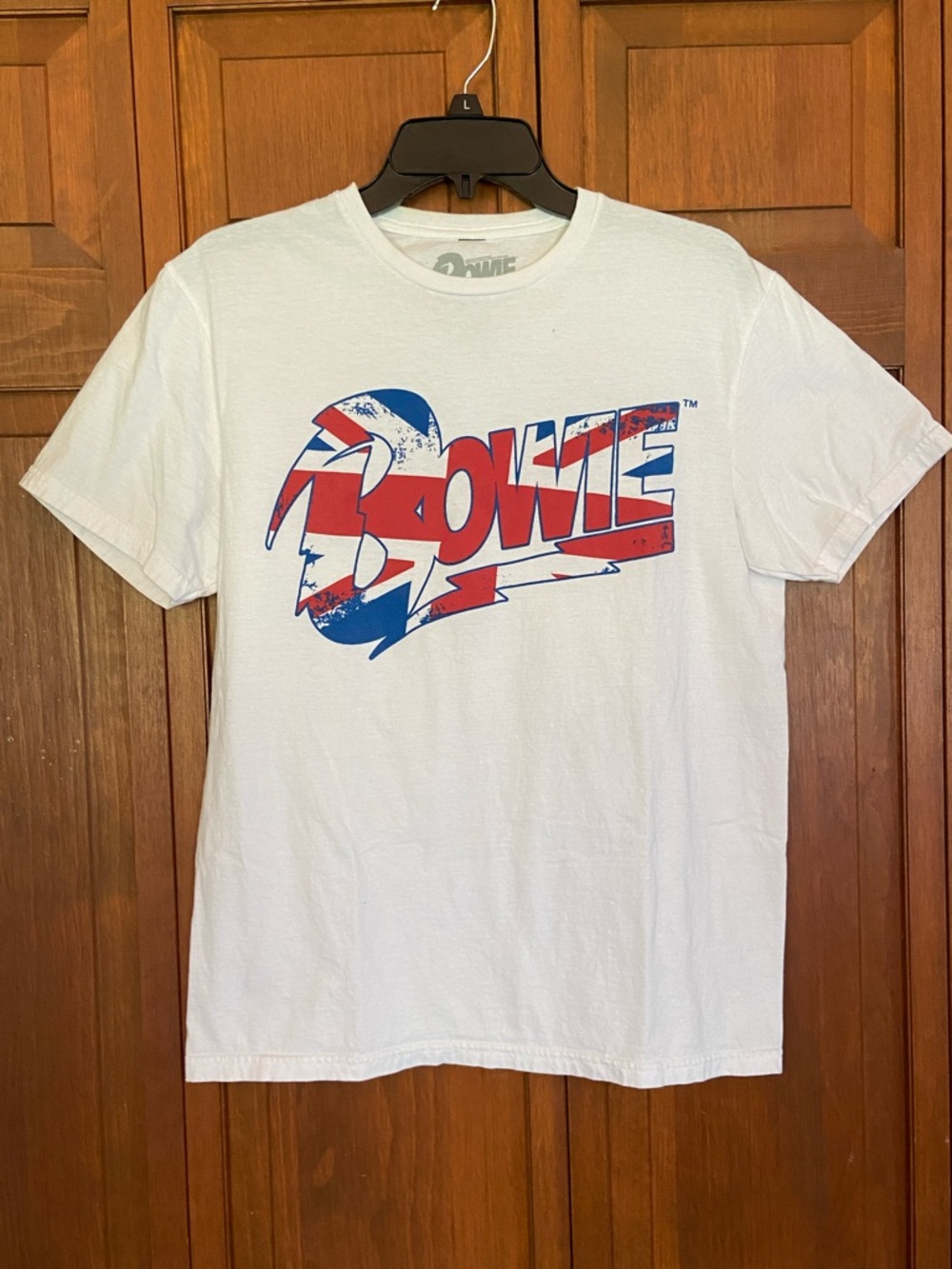 Vintage Bowie Unisex White T-Shirt w/Union Jack Art